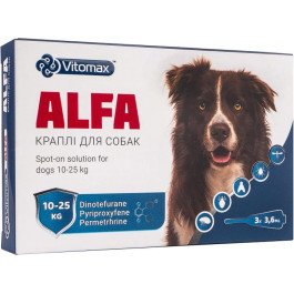Vitomax Краплі на холку  Alfa для собак від 10 до 25 кг 3.6 мл 3 шт (4820150207014)