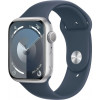 Apple Watch Series 9 GPS 45mm Silver Aluminum Case w. Storm Blue Sport Band - S/M (MR9D3) - зображення 1