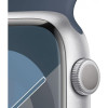 Apple Watch Series 9 GPS 45mm Silver Aluminum Case w. Storm Blue Sport Band - S/M (MR9D3) - зображення 3