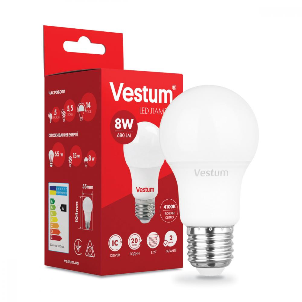 Vestum LED A55 8W 4100K 220V E27 (1-VS-1107) - зображення 1