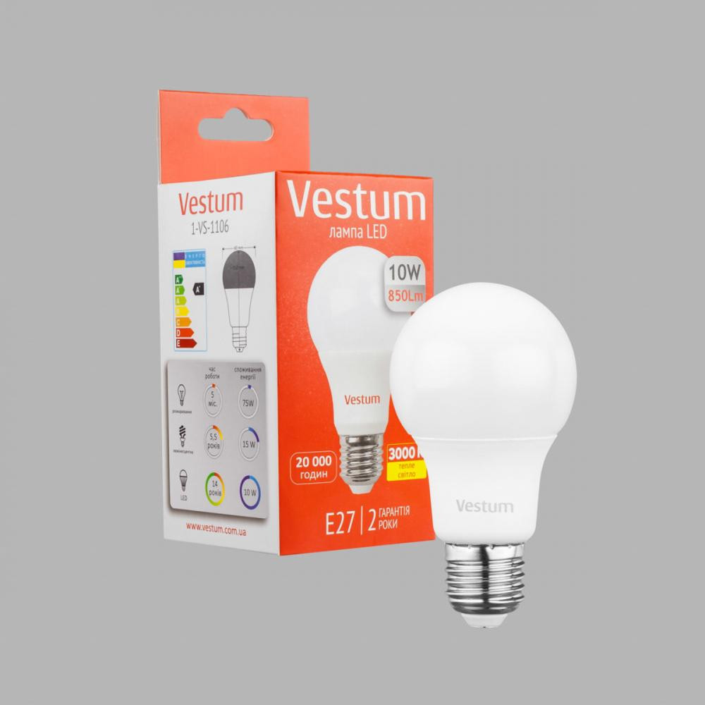 Vestum LED A60 10W 3000K 220V E27 (1-VS-1106) - зображення 1
