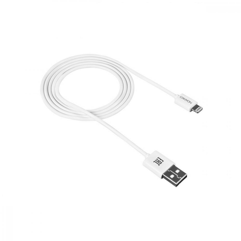 Canyon USB/Apple Lightning White 1m (CNE-CFI1W) - зображення 1