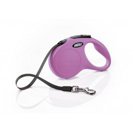 Flexi Повідець-рулетка  New Classic для собак, зі стрічкою, розмір S 5 м / 15 кг (рожева) (11836)