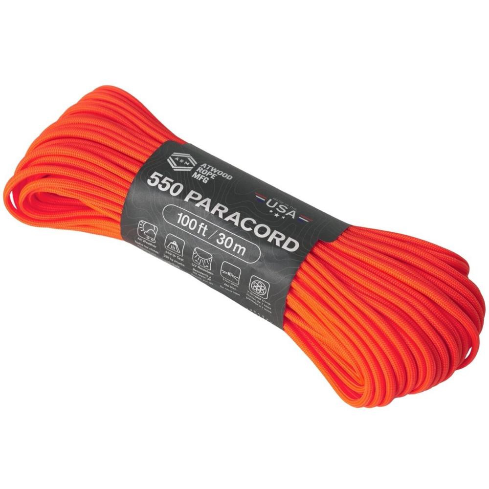 Atwood Rope MFG 550 Paracord 30 м - Neon Orange (CD-PC1-NL-0P) - зображення 1