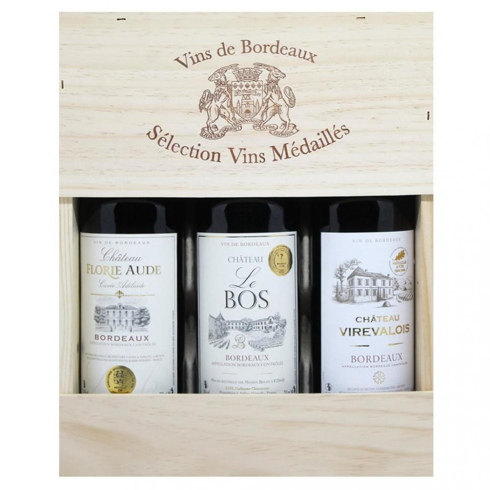 Maison Bouey Вино Набір Trois Chateau (Florie Aude, Virevalois, Le Bos) 0,75 л х 3 сухе тихе червоне (32958902371 - зображення 1