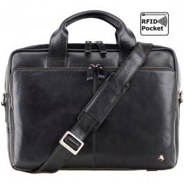 Visconti Мужская кожаная сумка  Hugo с отд/для ноутбука 15" с защ RFID Black (ML31 BLK)