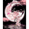 STRATEG Картина за номерами ПРЕМІУМ Місяць у квітах на чорному фоні розміром 40х50 см AH1058 - зображення 1