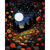 STRATEG Картина за номерами ПРЕМІУМ Нічний квітковий ліс на чорному фоні розміром 40х50 см AH1082 - зображення 1