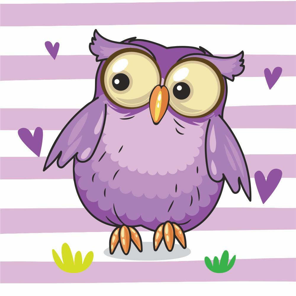 STRATEG Картина за номерами ПРЕМІУМ Фіолетова сова з лаком та з рівнем розміром 30х30 см ES-0819 - зображення 1