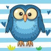 STRATEG Картина за номерами ПРЕМІУМ Синя сова з лаком та з рівнем розміром 30х30 см ES-0821 - зображення 1