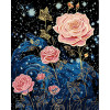 STRATEG Картина за номерами ПРЕМІУМ Зоряні троянди на чорному фоні розміром 40х50 см AH1071 - зображення 1