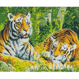 STRATEG Картина за номерами Два тигра на кольоровому фоні розміром 40х50 см VA-2552