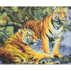 STRATEG Картина за номерами Пара тигрів на кольоровому фоні розміром 40х50 см VA-2542 - зображення 1
