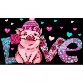STRATEG Картина за номерами Романтична свинка із серцем розміром 50х25 см WW187