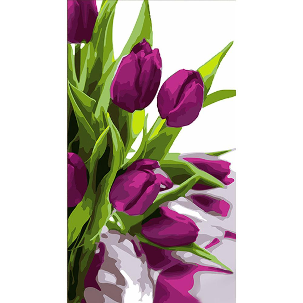 STRATEG Картина за номерами Фіолетові тюльпани розміром 50х25 см WW213 - зображення 1