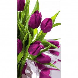 STRATEG Картина за номерами Фіолетові тюльпани розміром 50х25 см WW213