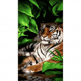 STRATEG Картина за номерами Тигр у листі розміром 50х25 см WW221