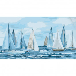 STRATEG Картина за номерами Вітрильники у воді розміром 50х25 см WW204