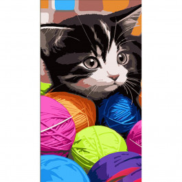 STRATEG Картина за номерами М&#039;які клубочки з кошеням розміром 50х25 см WW224