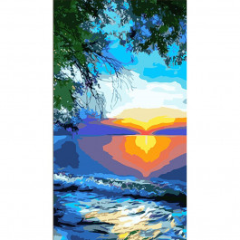 STRATEG Картина за номерами Захід сонця біля води розміром 50х25 см WW241