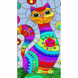 STRATEG Картина за номерами Вітражна кішка розміром 50х25 см WW227