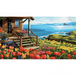 STRATEG Картина за номерами Будиночок біля моря розміром 50х25 см WW160