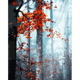 STRATEG Картина за номерами ПРЕМІУМ Помаранчевий ліс з лаком та з рівнем розміром 40х50 см GS1346