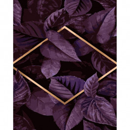 STRATEG Картина за номерами ПРЕМІУМ Фіолетове листя з лаком та з рівнем розміром 40х50 см GS1424