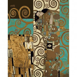 STRATEG Картина за номерами ПРЕМІУМ Обійми в стилі Клімпта з лаком та з рівнем розміром 40х50 см GS1413