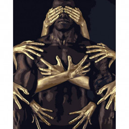 STRATEG Картина за номерами ПРЕМІУМ Руки на тілі з лаком та з рівнем розміром 40х50 см GS1441