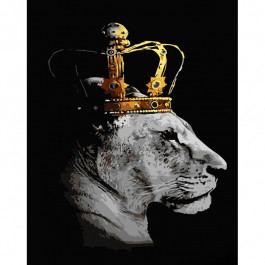 STRATEG Картина за номерами ПРЕМІУМ Королева-левиця з лаком та з рівнем розміром 40х50 см GS1442