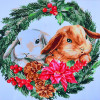 STRATEG Картина за номерами ПРЕМІУМ Зимові кролики з лаком та з рівнем розміром 40х40 см SK059 - зображення 1