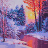 STRATEG Картина за номерами ПРЕМІУМ Зимня пора з лаком та з рівнем розміром 40х40 см SK066 - зображення 1