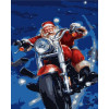 STRATEG Картина за номерами ПРЕМІУМ Дід мороз на мотоциклі з лаком та з рівнем розміром 40х50 см GS1555 - зображення 1