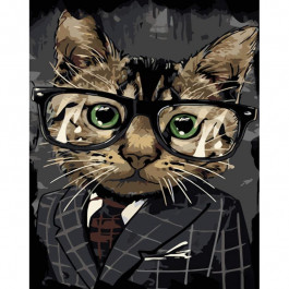 STRATEG Картина за номерами ПРЕМІУМ Діловий котик розміром 40х50 см GS1024