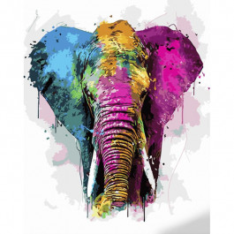 STRATEG Картина за номерами ПРЕМІУМ Різнобарвний слон розміром 40х50 см GS1072