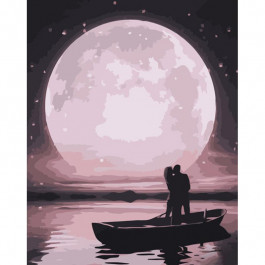 STRATEG Картина за номерами ПРЕМІУМ Двоє у місячному сяйві з лаком розміром 40х50 см GS1216