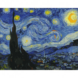 STRATEG Картина за номерами ПРЕМІУМ Зоряна ніч з лаком розміром 40х50 см GS1171