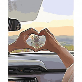 STRATEG Картина за номерами ПРЕМІУМ Кохання у авто з лаком розміром 40х50 см GS1217