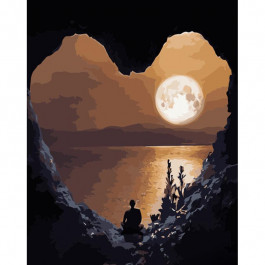 STRATEG Картина за номерами ПРЕМІУМ Лунна ніч з лаком розміром 40х50 см GS1212
