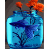 STRATEG Картина за номерами ПРЕМІУМ Синя рибка з лаком розміром 40х50 см GS1256 - зображення 1