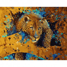 STRATEG Картина за номерами ПРЕМІУМ Втомлений леопард розміром 40х50 см GS1008