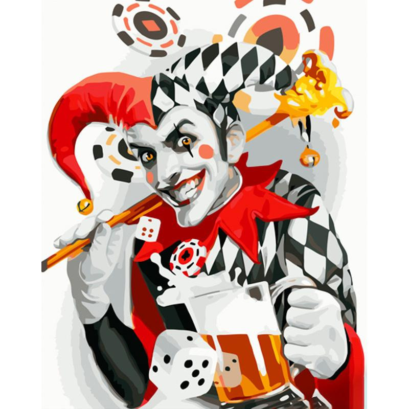 STRATEG Картина за номерами ПРЕМІУМ Веселий Джокер розміром 40х50 см GS1249 - зображення 1