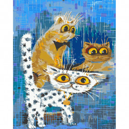 STRATEG Картина за номерами ПРЕМІУМ Абстрактні котики з лаком розміром 40х50 см GS1324