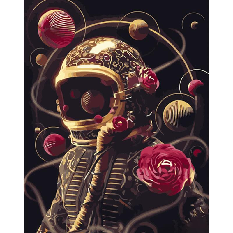 STRATEG Картина за номерами ПРЕМІУМ Казковий космонавт з лаком розміром 40х50 см GS1266 - зображення 1