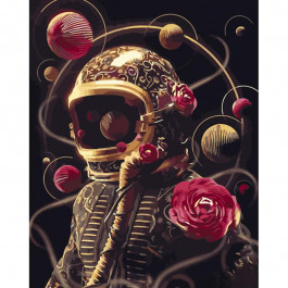 STRATEG Картина за номерами ПРЕМІУМ Казковий космонавт з лаком розміром 40х50 см GS1266