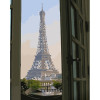 STRATEG Картина за номерами ПРЕМІУМ Ейфелева вежа за вікном з лаком розміром 40х50 см GS1269 - зображення 1