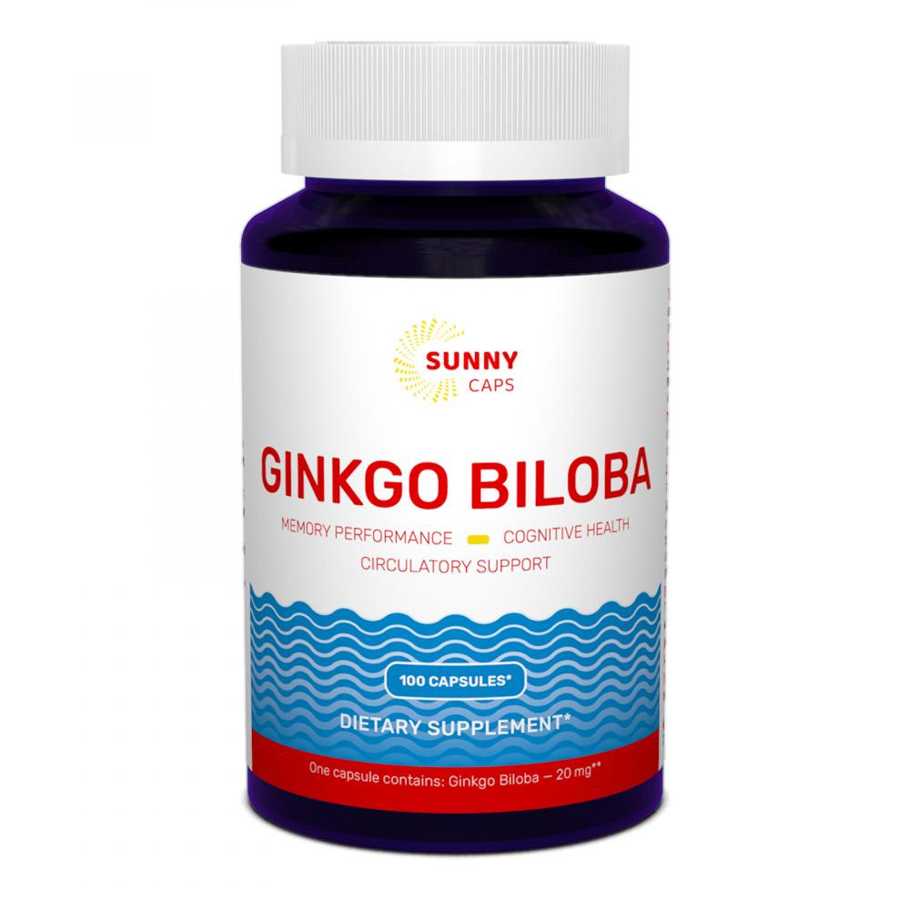 Sunny Caps Гінкго Білоба (Ginkgo Biloba) 20 мг 100 капсул - зображення 1