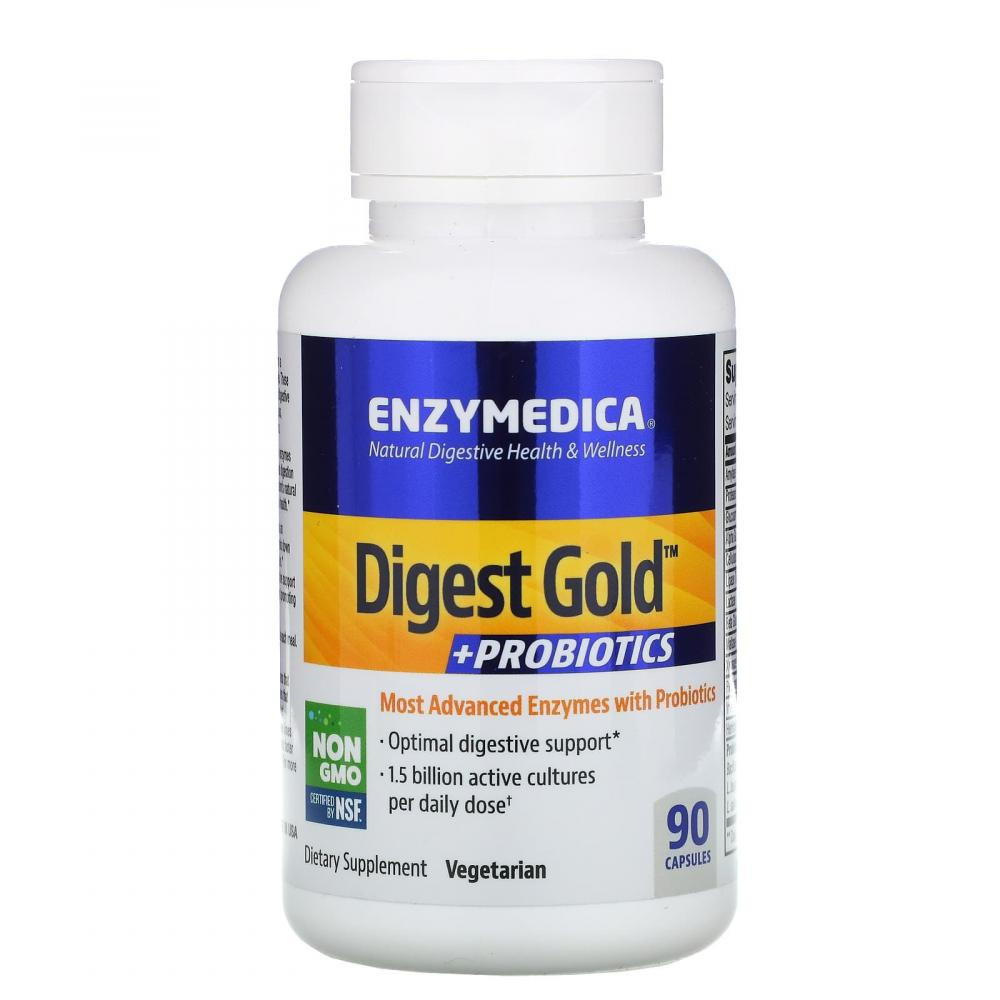 Enzymedica БАД Ензими суміш плюс пробіотики, Digest Gold Probiotics, , 90 капсул - зображення 1