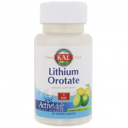 KAL БАД Оротат літію, зі смаком лимона і лайма, Lithium Orotate, , 5 мг, 90 таблеток